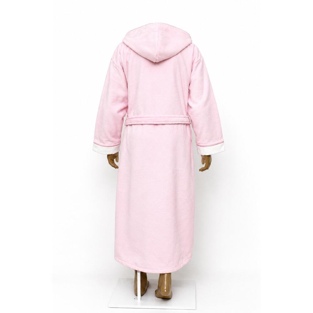 Kids Pink Bathrobe 100% Cotton Hooded Soft Lined Robe Cozy 7-9Y - Picture 5 of 6
